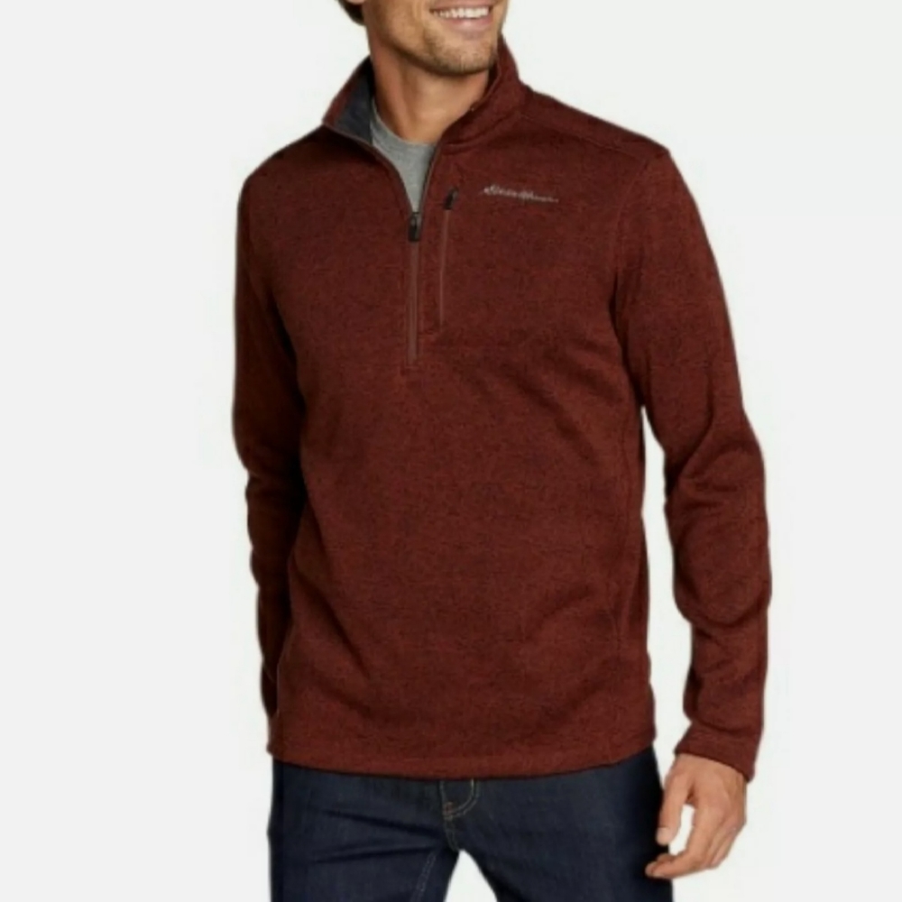 NWT Eddie Bauer Radiator Men Plum 1/4 Zip Pullover - Picture 2 of 8